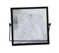 Cadre photo en métal élégant et minimaliste - Antirouille - Robuste - Design flottant double face - Verre transparent 3D - Décoration d'intérieur - Noir - 10,2 cm