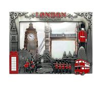 Cadre photo en métal - Monuments de Londres - 20 x 16 cm - Souvenir de l'Union Jack - Décoration de bureau - Cadeau de décoration d'intérieur (gris)