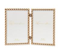 Cadre photo en métal moulé double à charnière 10 x 15 cm, motif corde dorée
