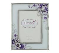 Cadre photo en verre Fleurs et papillons Crème 12,7 x 17,8 cm