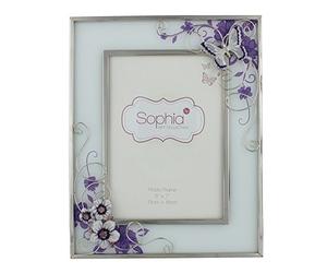Cadre photo en verre Fleurs et papillons Crème 12,7 x 17,8 cm