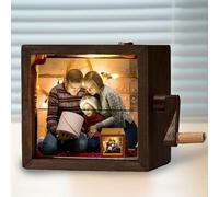 Cadre photo Flip Book personnalisé avec lumière - 8/16 Photos, personnalisé à la main manivellée album d'animation en bois, Vintage album personnalise (16Photo - with Light)