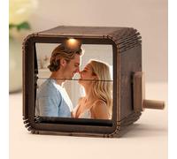 Cadre Photo Flipbook Personnalisé, Machine a Film Manivelle Photo Boîte Flip Book Album Photo Mécanique pour Hommes, Femmes, Couples, Cadeau Personnalisé pour Anniversaire, Noël, Saint-Valentin