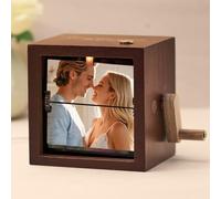 Cadre Photo Flipbook Personnalisé, Machine a Film Manivelle Photo Boîte Flip Book Album Photo Mécanique pour Hommes, Femmes, Couples, Cadeau Personnalisé pour Anniversaire, Noël, Saint-Valentin