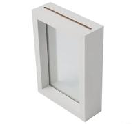 Cadre photo flottant double verre, 10 x 15 cm, support d'affichage transparent pour mur ou table, visualisation recto-verso, construction en bois composite, décoration d'intérieur (blanc)
