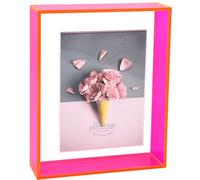 Cadre photo flottant en acrylique fluo de 12,7 x 17,8 cm - Cadre photo coloré moderne pour décoration de table, bureau - Rose fluo
