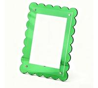 Cadre photo flottant en acrylique néon - 17,8 cm - Design transparent - Pour affichage horizontal ou vertical sur tables, bureaux ou étagères (vert)