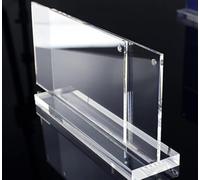 Cadre photo flottant en acrylique transparent en forme de T avec base - Cadre magnétique horizontal double face pour portrait, menu de mariage, publicité