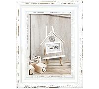 Cadre photo - Format photo 10x15cm - Cadre 17x22cm - Bois - Vintage - Blanc
