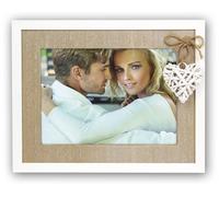 Cadre photo - Format photo 13x18cm - Cadre 19x24cm - Bois - Vintage - Coeur blanc