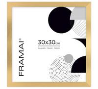 Cadre photo FRAMAI® - 30 x 30 cm - Or - En MDF - Avec plexiglas résistant aux chocs, crochet de suspension et support - Cadre écologique