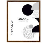 Cadre photo FRAMAI® - 40 x 50 cm - Marron - En MDF - Avec plexiglas résistant aux chocs, crochet de suspension et support - Cadre écologique
