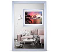 Cadre photo Galerie24, 10 x 15 cm, cadre blanc, en bois et verre acrylique, sans passe-tout, cadre photo ou images en MDF, sans image Alice, aluminium, 80 x 100 cm