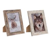 Cadre photo Home ESPRIT blanc naturel aluminium cristal polystyrène Scandi 16 x 2 x 22 cm (2 pièces)