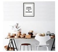Cadre Photo Keep calm and dance 30x40cm avec Passe Partout Tableau Bois Verre (NOIR)