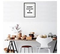 Cadre Photo Keep calm and sing 30x40cm avec Passe Partout Tableau Bois Verre (NOIR)