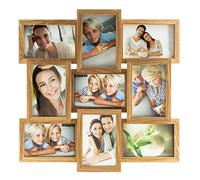 Cadre photo levandeo - En bois - Couleur : en chêne brun naturel - Finition de qualité supérieure - Pour 12 photos de 10 x 15 cm - Avec des vitres en verre - Format paysage et portrait, Bois, chêne, 9 Fotos - 10x15