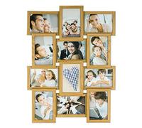 Cadre photo levandeo - En bois - Couleur : en chêne brun naturel - Finition de qualité supérieure - Pour 12 photos de 10 x 15 cm - Avec des vitres en verre - Format paysage et portrait, Bois, chêne, 12 Fotos - 10x15