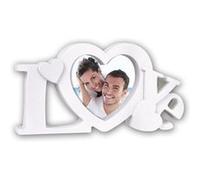 Cadre photo - Love - Format cœur 10x10cm - Blanc - A poser - Cadeau