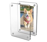 Cadre photo magnétique double face en acrylique transparent pour réfrigérateur, solide et léger pour mémos, peintures, papier photo, notes