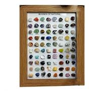 Cadre photo minéral en cristal - 80 spécimens en cristal brut naturel / agate / fluorite (18 x 23 cm) (café)