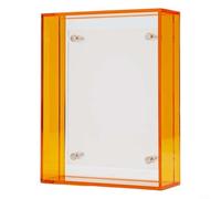 Cadre photo minimaliste en acrylique transparent - 10 x 14 cm - Sans cadre - Avec matériel - Affichage mural ou de table - Pour photos, cartes postales et œuvres d'art (orange)
