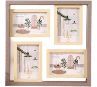 Cadre photo moderne en bois à 4 grilles pour mur ou table, décoration d'intérieur élégante pour salon, chambre à coucher, bureau (B)