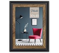 Cadre photo moderne en bois véritable - Pour photos de 30 x 40 cm - Format A3 - Avec passe-partout - Cadre en bois noir marron - Grand cadre photo vintage - Décoration murale pour salon
