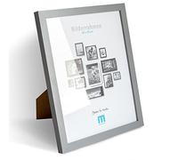 Cadre photo moderne et intemporel en bois MDF gris pour petites photos et images de 20 x 25 cm avec protection en verre acrylique Il peut être utilisé comme support de table ou à poser au mur, en