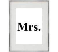 Cadre Photo Mr & Mrs 30x40cm avec Passe Partout Tableau Bois Verre (ARGENT) ARGENT G