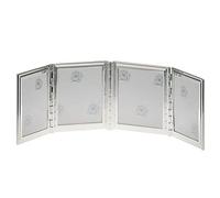 Cadre photo multiple, argenté, pour 4 photos, 3,5 x 4,5 cm, petit cadre pliable avec rainures et aspect fils, cadre photo poli avec verre et paroi arrière à poser