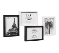Cadre Photo Multiple Mosaïque Bois MDF Porte Photo Blanc Noir Plusieurs Mesures