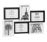 Cadre Photo Multiple Mosaïque Bois MDF Porte Photo Blanc Noir Plusieurs Mesures