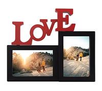 Cadre photo mural multiple avec inscription Love et cœur de couleur noire, 2 cadres photo 10 x 15 cm (Love Black)