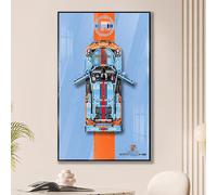 Cadre photo mural pour voiture Lego Technic Gulf Oil GT3 42056 - Plaque murale - Idées cadeaux - Tableau mural - Cadre photo mural - Souvenirs - Objets de collection
