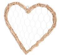 Cadre Photo Mural Tissé en Saule Forme Cœur Beige Élégant pour Décoration Murale Salon et Bureau, Support Photo Vintage et Rétro