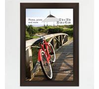 Cadre photo mural vertical et horizontal MCS 12 x 18 cm, motif grain de bois expresso, pour photos, affiches et impressions d'art (lot de 1)