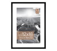 Cadre photo mural vertical et horizontal MCS Everline Collection 16x22 pour photos et affiches 12x18 avec passe-partout ou 16x22 sans passe-partout, n