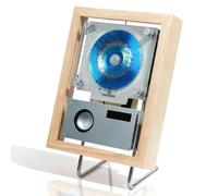 Cadre Photo Musical Décoratif, Lecteur CD Mural avec Télécommande/Haut-parleurs/6 Effets Lumineux, Sortie Bluetooth 5.1 Bidirectionnelle/USB/aux, Fonctions Incluant CD, USB, FM, Idéal pour Wood