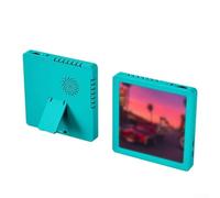 Cadre photo musical, dos magnétique, boutons de volume réglables, compatible avec carte TF, batterie rechargeable et audio réglable (bleu)