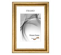 Cadre photo N°50 baroque FRAMO 30x40 en bois massif | Or antique | Cadre en bois rétro vintage antique incluant une plaque de verre anti-reflet anti-éclatement et crochets métalliques