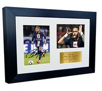 Cadre photo Neymar Junior Paris Saint-Germain PSG 2022/23 avec triple autographe A4 30,5 x 20,3 cm