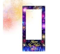 Cadre Photo Nouvel an 2026 - Scintillant avec Ballons Dorés | Accessoire Photobooth Selfie pour Réveillon | Décoration Papier pour Fêtes Intérieures Et Photos De Famille, 60x12 Cm