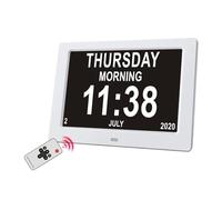 Cadre Photo Numérique 10.1/7.1 Pouces, Calendrier LED, Horloge Multi-Langues for Afficher L'heure des Médicaments, Alarmes De Rappel for La Démence des Personnes Âgées Easy Partager(7 inch White)