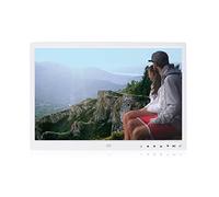Cadre Photo Numérique, 15 Pouce Haute Résolution 1280 * 800 Support Photo/Musique/Vidéo HD/Calendrie/Multilingue avec Télécommande(Blanc)
