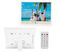 Cadre Photo Numérique 15 Pouces, écran LED Haute Résolution, Sortie Audio Stéréo, Télécommande, Blanc, pour Salon, Bureau, (Prise UE)