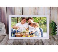 Cadre Photo numérique 27 Pouces - Cadre Photo numérique Mural avec capteur de Mouvement, Rotation Automatique, aperçu de l'image, Calendrier vidéo, Horloge, minuterie Marche/arrêt Automatique, Blanc