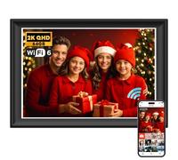 Cadre photo numérique 2K 64 Go 26,7 cm, WiFi6 1920 x 1280 FHD IPS écran tactile 100 % sRGB, partage de photos et vidéos via l'application Frameo, extension de stockage par carte SD et clé USB, horloge