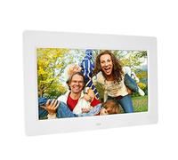 Cadre Photo Numérique 9 Pouces avec Télécommande, Cadres Numérique Intelligent HD 800x480 (16:9), Écran D'affichage IPS Haute Résolution,Lecteur Photo/Musique/Vidéo/Alarme/Calendrier (Color : White)