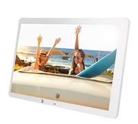 Cadre Photo numérique, Album de Cadre Photo électronique 1580 "1280x800 HD avec Support pour télécommande Détection de Mouvement/Calendrier/Horloge/Lecture de vidéo Musicale/Carte SD/USB/AUX(Blanc)